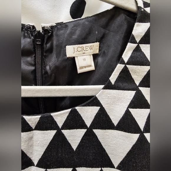 J Crew Factory black and white geometric print dress size 12 - Picture 2 of 8